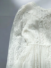 Vintage snow white Long Lace Fairy Dress for Girls Extra Long Hollow Design 2-4Y