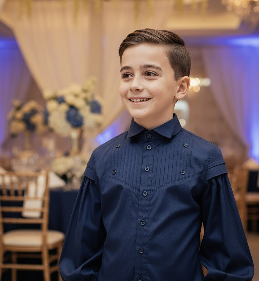 boys Vintage Cotton Long Sleeve Shirt Classic Style Top for Kids 3-14 Y party