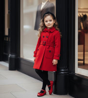 Girls Red Cashmere Long Coat /black wool coat – Elegant autumn Wear (3-5 Years)