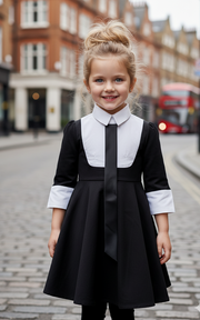 Girls Vintage Black Swing Dress 3-4-5 Y A-Line Dress festival  wear High Quality