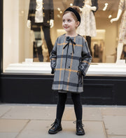 Girls Autumn Coat 2025 Plaid pattern Wool-Blend Baby-Doll Style Ages 2–3-4Y
