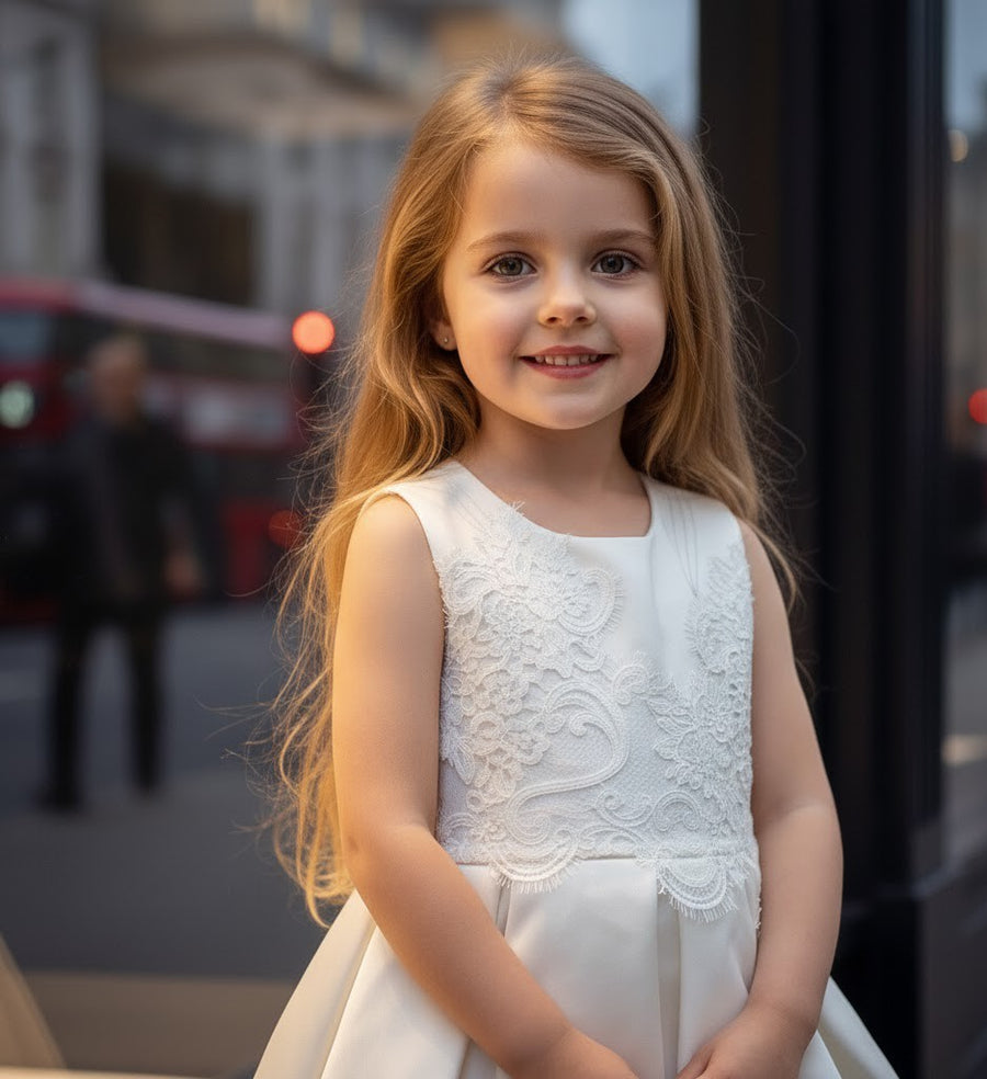 Gilrs princess festival Luxury Beige Lace Dress VintageToddler Party Outfit Xmas