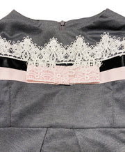 Girls Vintage Lace Dress Elegant 3/4 Sleeve Flare A-Line Party Gown for Kids 3-9