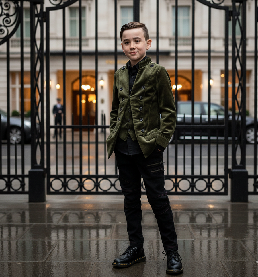 Boys Slim Fit Velvet Blazer 3-14Y False Two-Piece party Dinner Jacket Party Suit