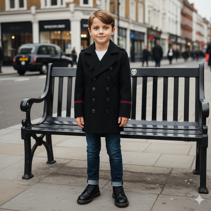 Boys Military Style Woolen Jacket  Smart 2025 winter Casual Cashmere Coat 3-9Y