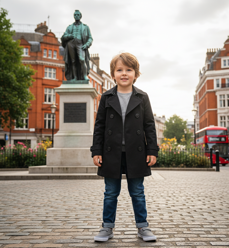 Kids Double Breasted Trench Coat  Cotton autumn jacket for Boys/Girls (4–9 YRS)