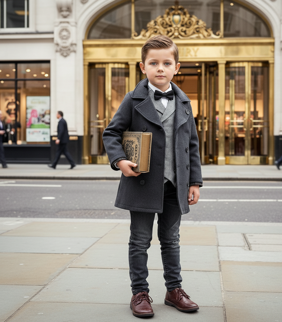 Kids Winter Wool Coat3-7Y  warm double Breasted Thick Warm Jacket for Boys 3–7Y