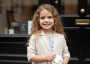 Girls Cream Cotton Blazer Short Casual Jacket top for all seasons kids top 6–12Y