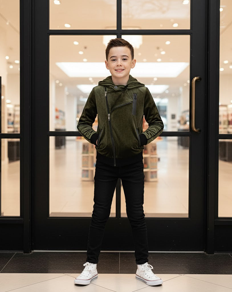 Kids' Velvet Blazer Boys' Green Jacket Spring Autumn Outfit Toddler 3-7 Years