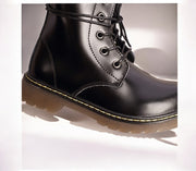 Kids Black Matte Leather Boots great gift winter Premium Cowhide Xmas shoes