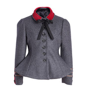 Girls black top  Velvet  2-3-4-5Y autumn Grey Wool Blend Trim Short Jacket 2025