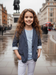 Girls Cream Cotton Blazer Short Casual Jacket top for all seasons kids top 6–12Y