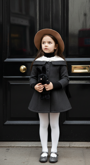 Baby Girl Woolen Party Dress 4-7Y vintage design Princess Mini Dress coat