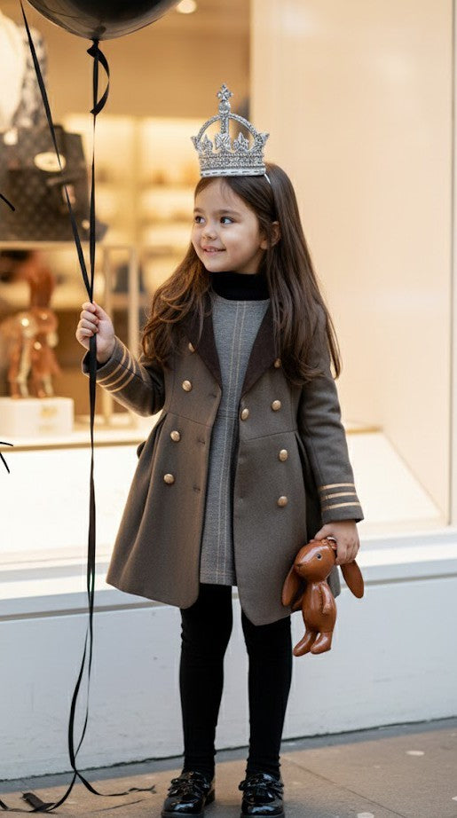 Girls autumn/winter coat 4-5Y beautiful Brown Wool Blend Overcoat vintage 2025