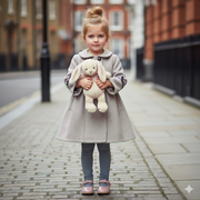 Girls Vintage winter Coat 4-5Y A-Line Princess dress coat with floral lace Wool