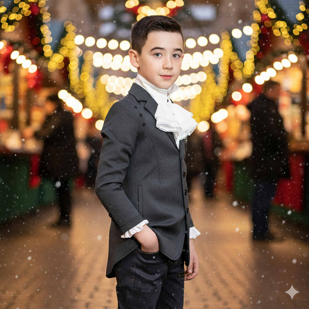 Boys 3-4-5-6-7-8-9-10-11-12 Y Dark Grey Blazer Long Sleeve Formal Uniform vintag