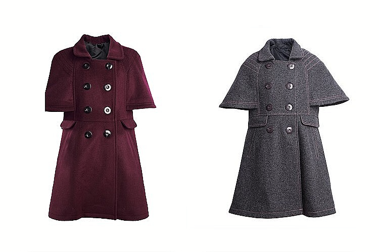 Girls' Wine Red Cashmere Wool Coat 3-9Y high end 2025 new Vintage Winter Jacket