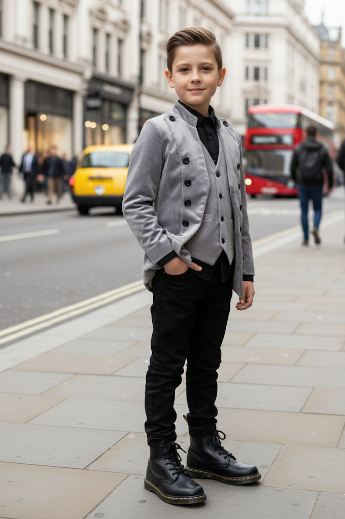 Boys Slim Fit Velvet Blazer 3-14Y False Two-Piece party Dinner Jacket Party Suit