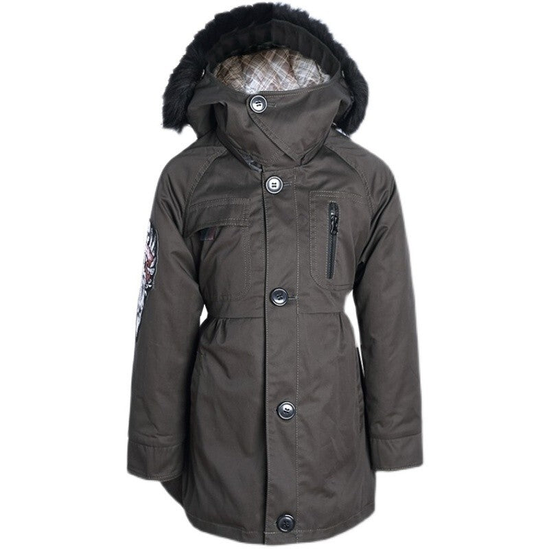 Girls' Long Padded Winter Coat 2-3-4-5-6-7Y Faux Fur Hooded Parka Jacket 2025