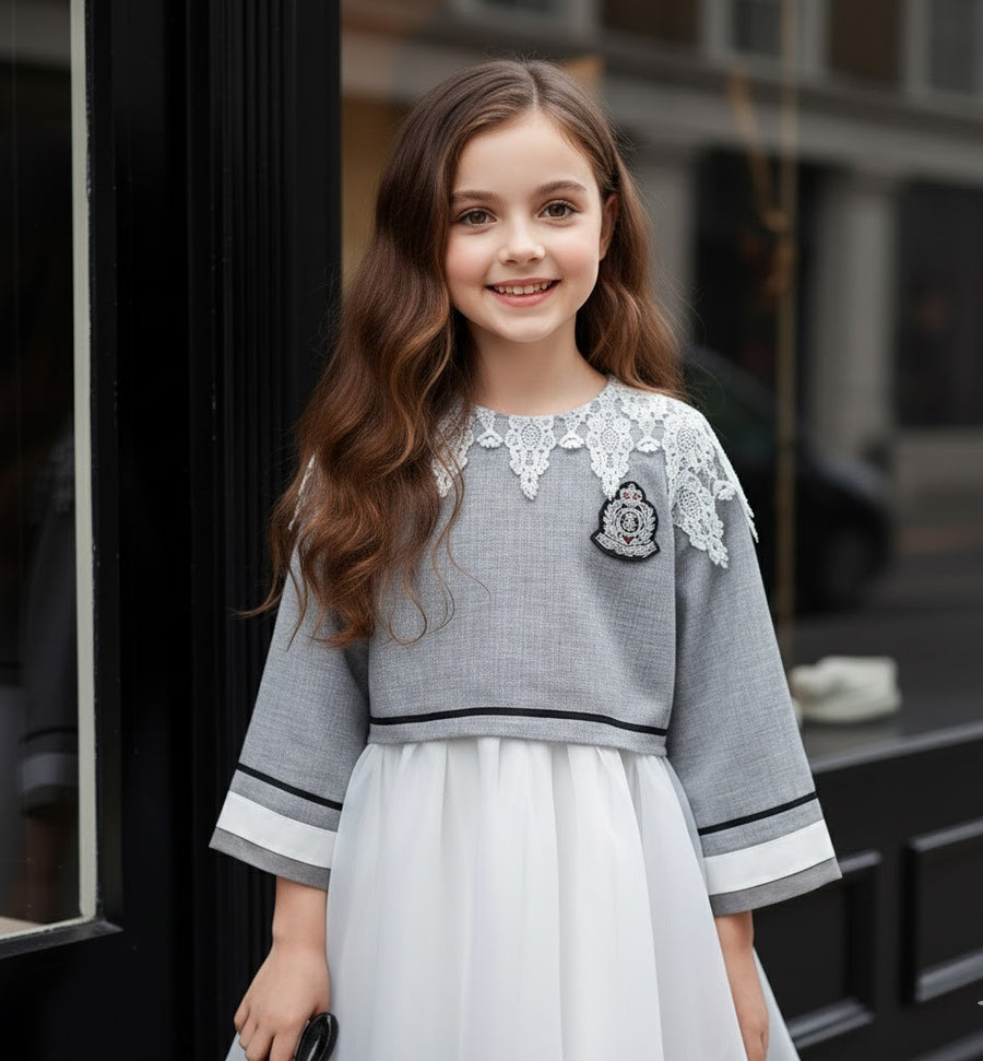 Girls Fashion Two-Piece Outfit – Loose Fit Top & Dress Set great bargin autumn