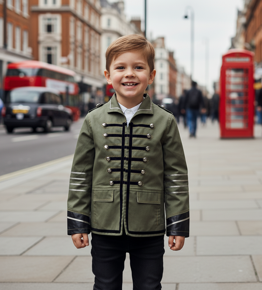 Kids short coat 3-12Y outfit Cotton/velvet Boys Casual military Jacket vintage