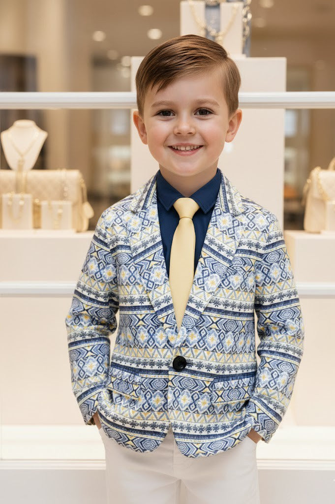 Boys Floral Blazer 3-4Y Premium Cotton Artsy Print Casual Jacket christmas gift