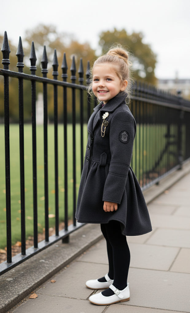 Girls Wool-Blend Winter Coat | Warm Long Plaid Jacket for Kids 3–5 Years | Soft