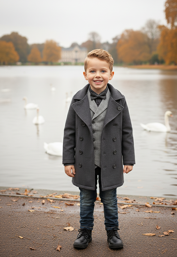 Kids Winter Wool Coat3-7Y  warm double Breasted Thick Warm Jacket for Boys 3–7Y