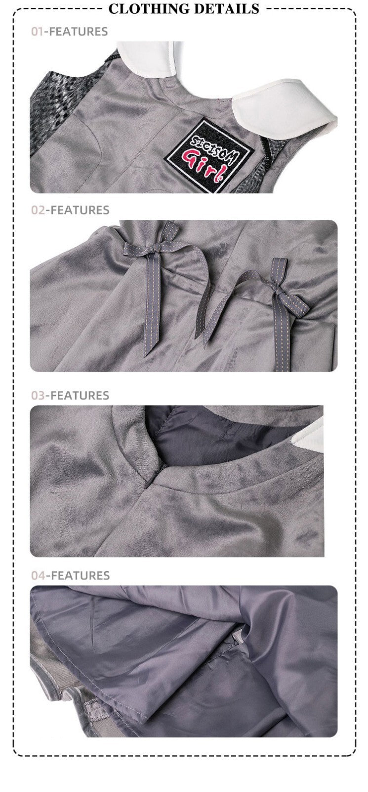 Girls Woolen Sleeveless Sporty Dress for winter/autumn Grey Velvet Ages 3-10