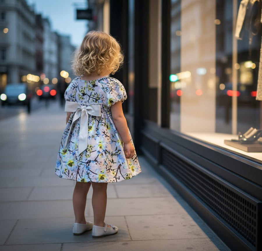 Girls Puff Lantern Sleeve Doll Dress Oversized A-Line Floral Dress 1-9Y princess