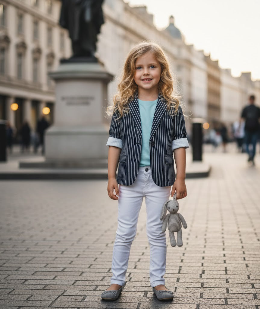 Girls Cream Cotton Blazer Short Casual Jacket top for all seasons kids top 6–12Y