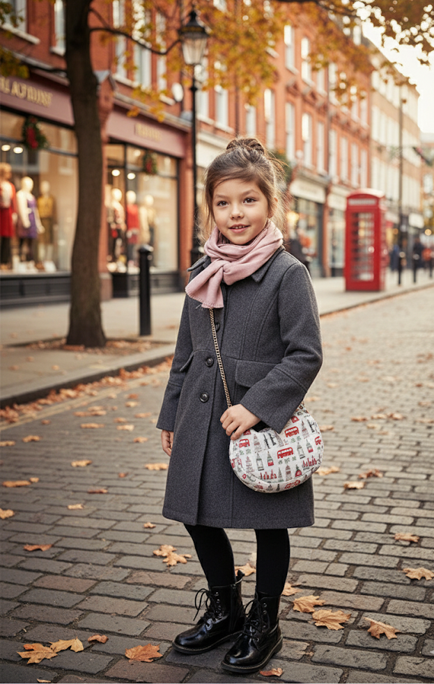 Girls Vintage Wool Winter Coat autumn 3-4-5-6-7-8-9Y  Thick Warm Long Overcoat