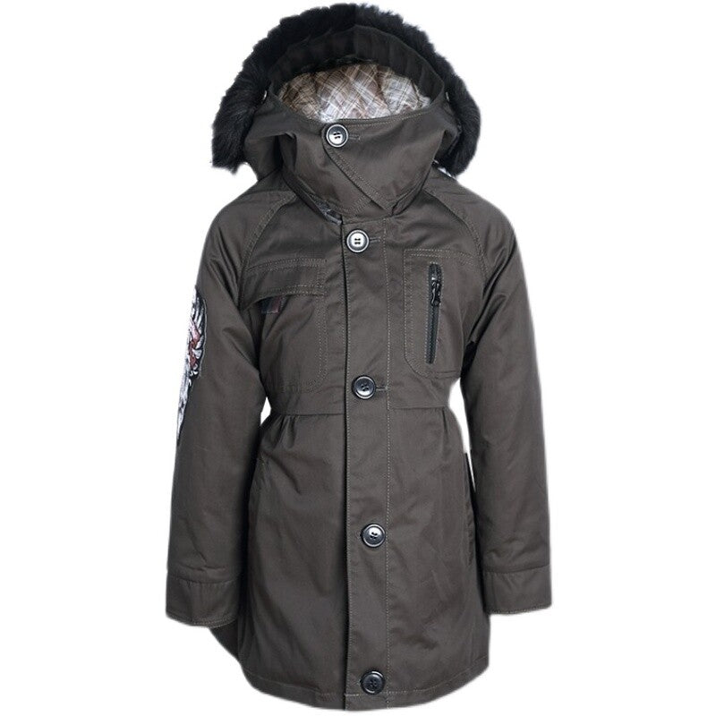 Girls' Long Padded Winter Coat 2-3-4-5-6-7Y Faux Fur Hooded Parka Jacket 2025