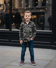 Boys Smart Casual Shirt Military Design Cotton Long Sleeve Top Ages 4-9Y School