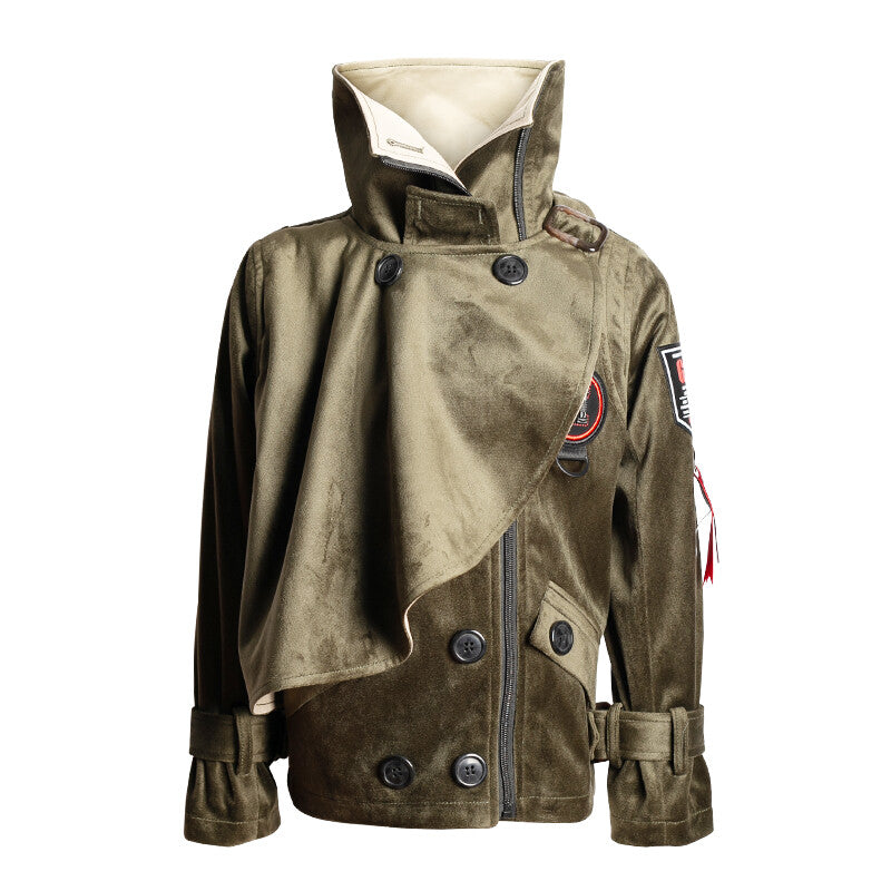 Boys' Cotton Velvet Double-Breasted Trench Coat – Short Wind Jacket 3-7Y