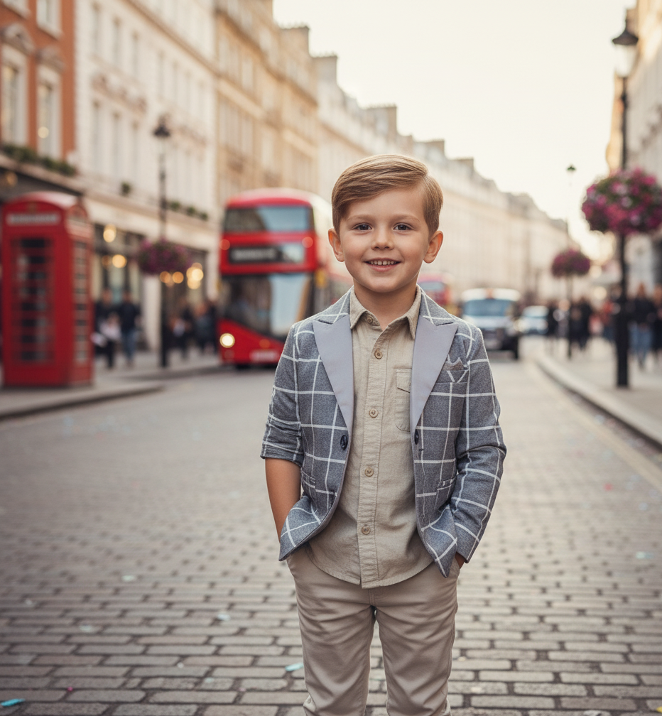 Boys  plaid Blazer4-9Y Light fabric Cotton Casual Jacket brithday wedding top