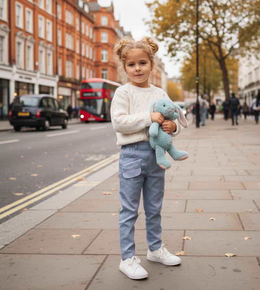 Girls Stretchy Denim Jeans Light Blue Skinny Fit Soft Casual Pants for Kids 4–9Y