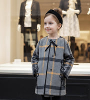 Girls Autumn Coat 2025 Plaid pattern Wool-Blend Baby-Doll Style Ages 2–3-4Y