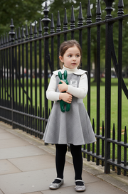 Girls Woolen Sleeveless Sporty Dress for winter/autumn Grey Velvet Ages 3-10