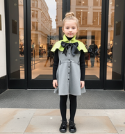 Girls Cape Dress Apple Green with Bow Soft Scuba Fabric Princess Outfit winter