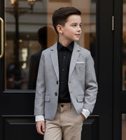 Boys grey Casual Blazer with Double Cuffs Short Suit Jacket 3–10 Y party XMAS