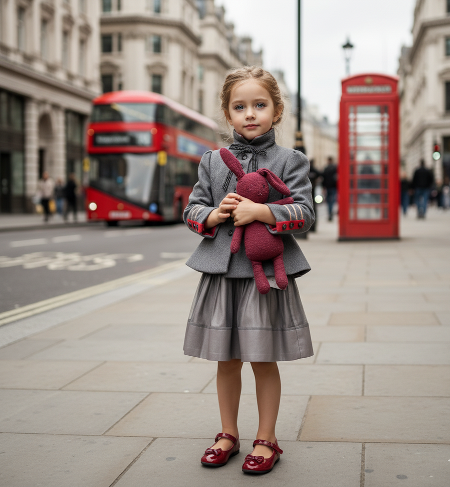 Girls black top  Velvet  2-3-4-5Y autumn Grey Wool Blend Trim Short Jacket 2025