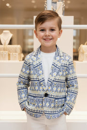 Boys Floral Blazer 3-4Y Premium Cotton Artsy Print Casual Jacket christmas gift