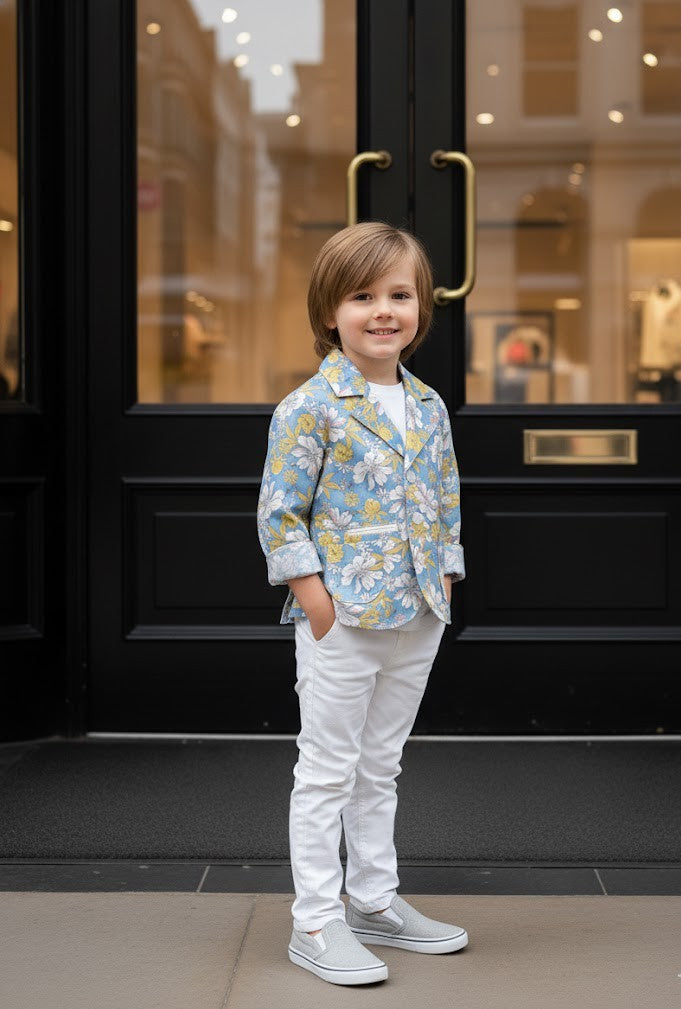 Boys Floral Blazer 3-4Y Premium Cotton Artsy Print Casual Jacket christmas gift