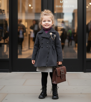 Girls Wool-Blend Winter Coat | Warm Long Plaid Jacket for Kids 3–5 Years | Soft