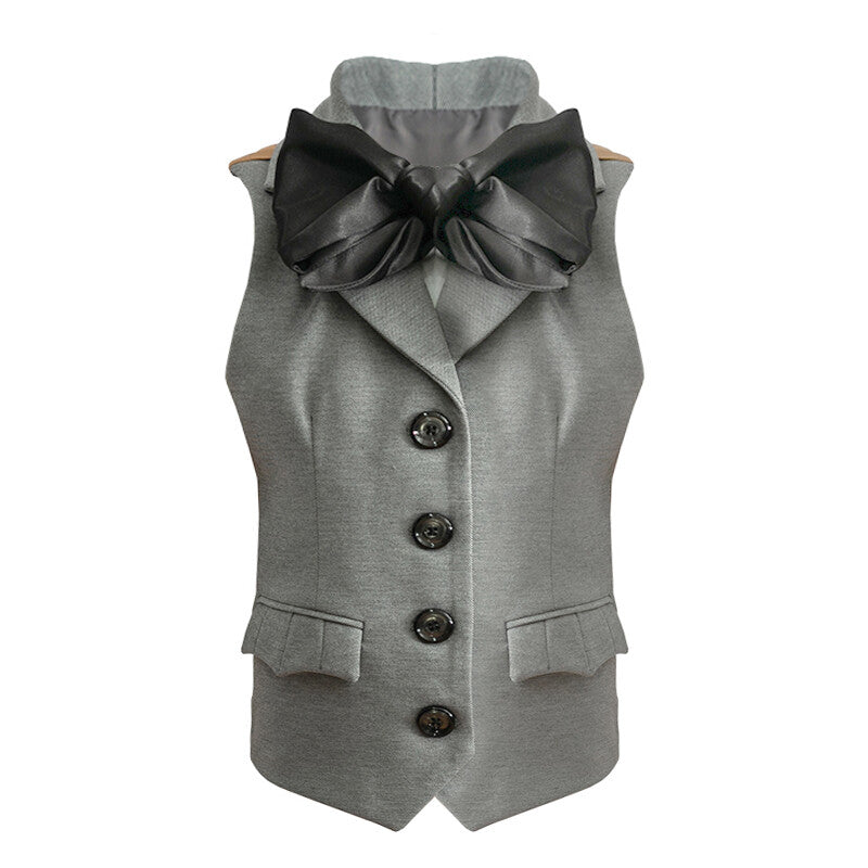 Girls' Vintage Cosplay Waistcoat Top with Big Bowtie – High Quality Fabric 3-10Y