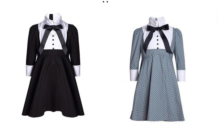 Girls Vintage Black Swing Dress 3-4-5 Y A-Line Dress festival  wear High Quality