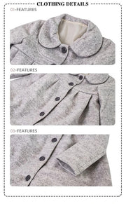 Girls coat wool autumn winter 2025 Light Grey Princess Coat Ages 2–3-4-5-6-7Y