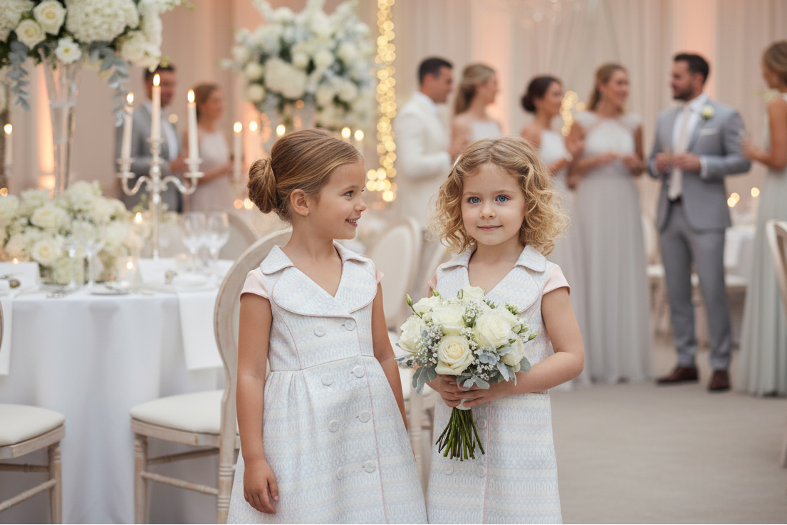 Girls Pink & Blue Occasion Dress – Elegant Double-Breasted A-Line Dress for Weddings, Parties & Holiday Events (Ages 4–10)