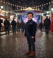 Boys Navy Velvet Tuxedo Blazer 3-4-5-6-7Y  Slim Fit Elegant Party holiday Jacket